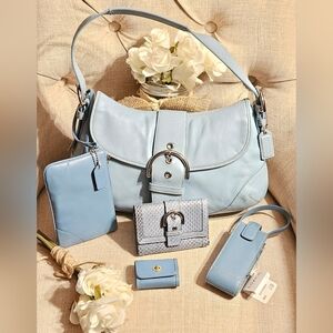 Vintage Coach Soho Shoulder Bag # 9248 & Accessory Bundle ( BLUE ) RARE!